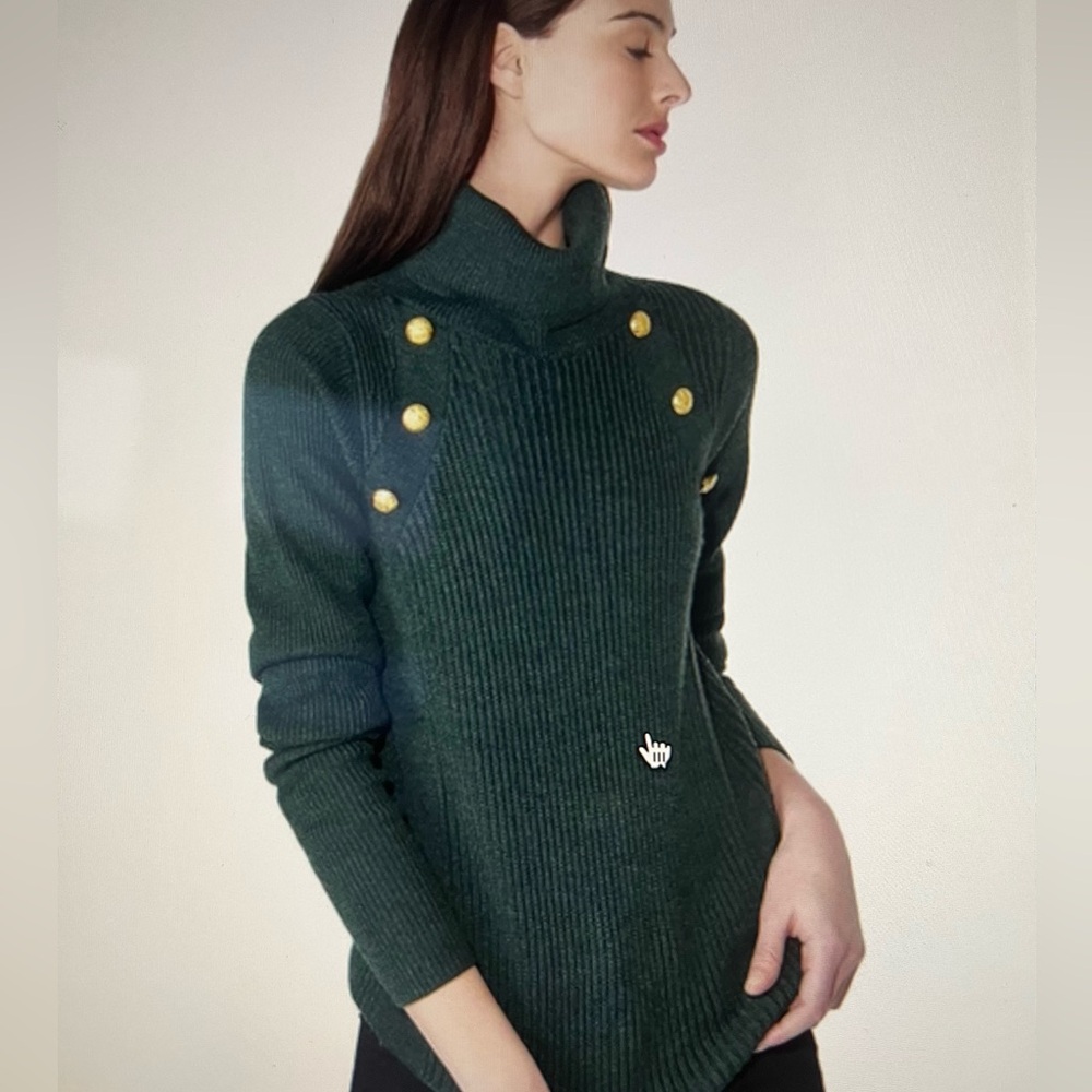 Veronica Beard Elegant Forest Green Pearson Turtleneck Sweater in size small